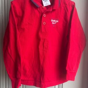 4T Boys Oshkosh B’Gosh Vintage Red Collared Long Sleeve Shirt 100% Cotton